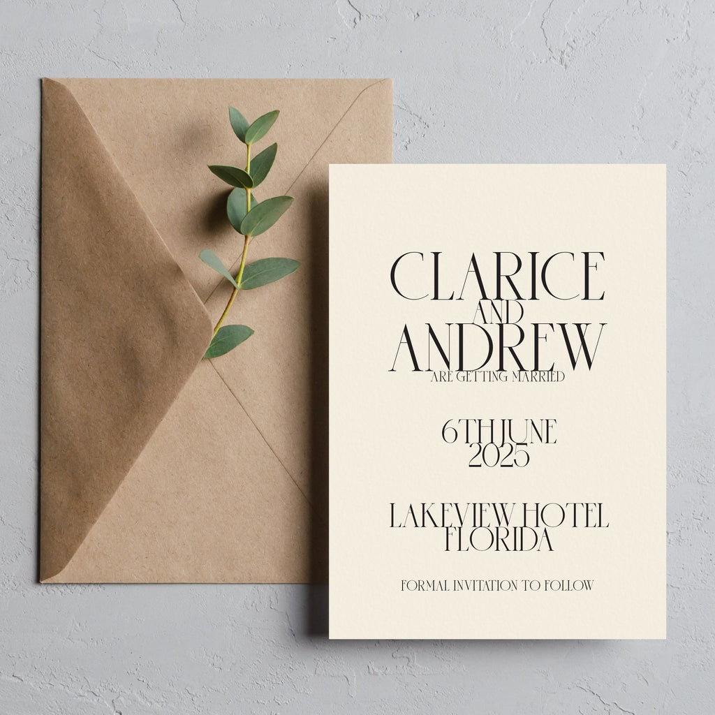 Ivory minimal save the date cards Clarice