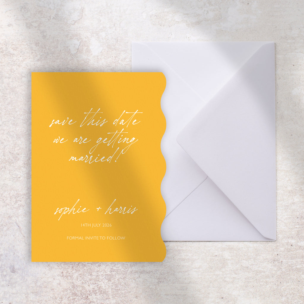 Modern yellow save the date card Sophie