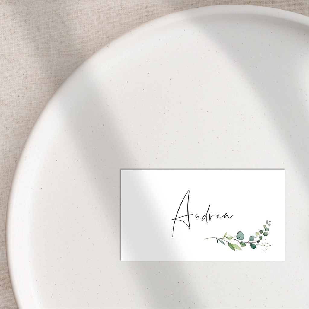 Evergreen flat place cards