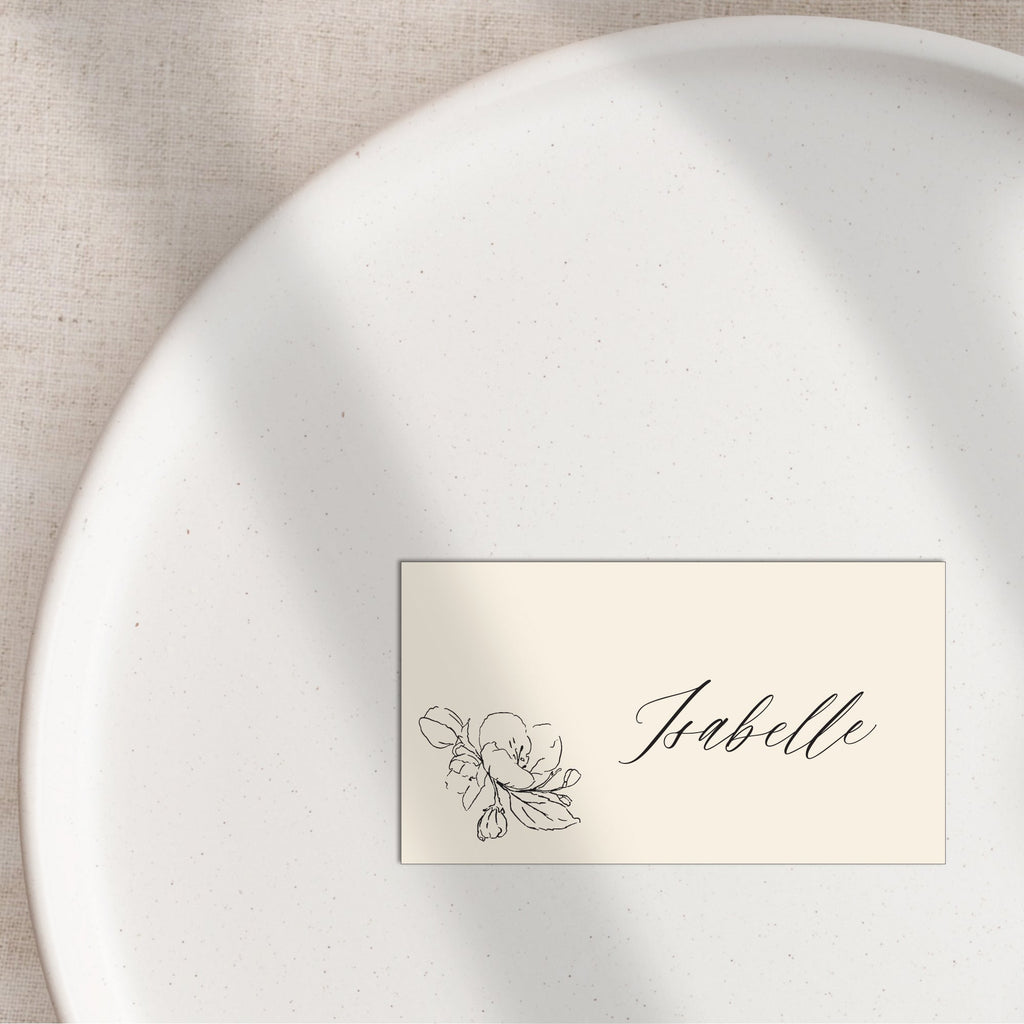 Hint of blossom flat place cards