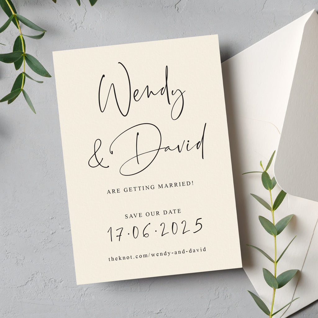 Script save the date card Wendy