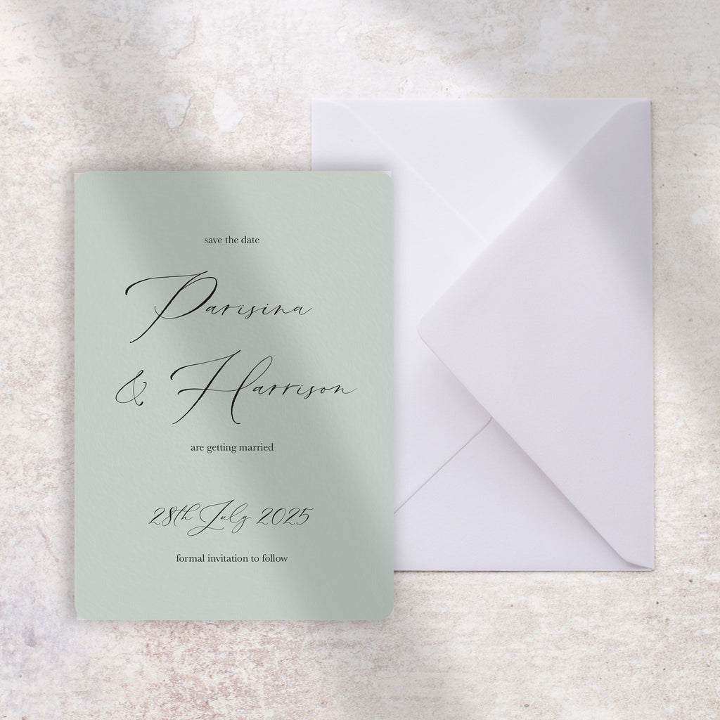 Caligraphy save the date card Parisina