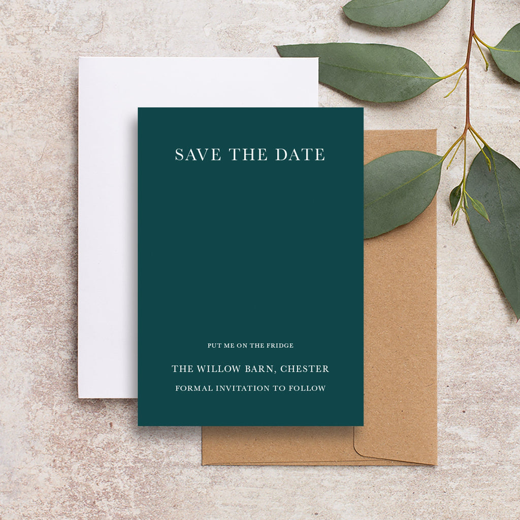 Stylish coloured save the date backing card Willow
