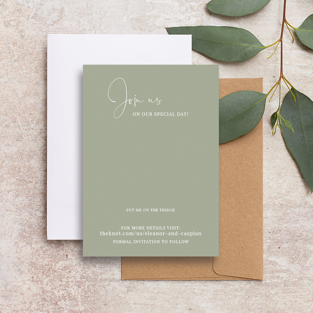 Stylish coloured save the date backing card Sienna