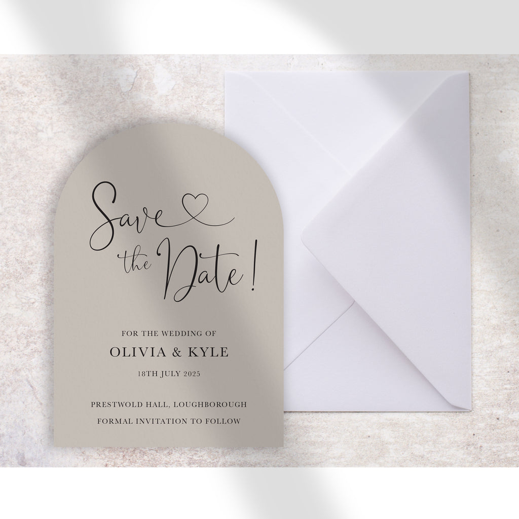 Arch save the date card Olivia