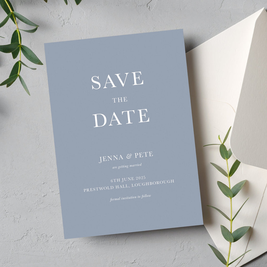 Dusky blue save the date Willow