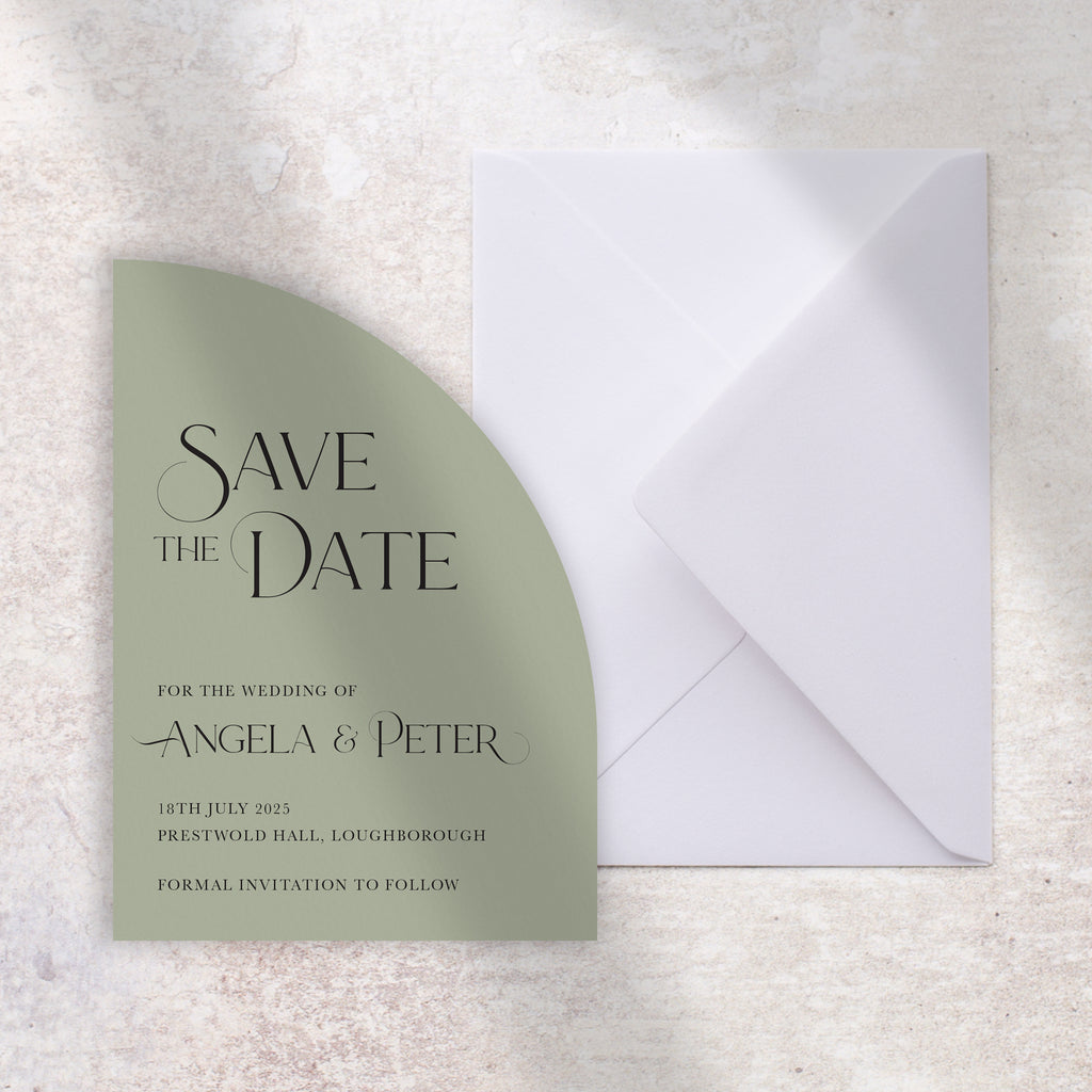 Sail sage green save the date card Angela