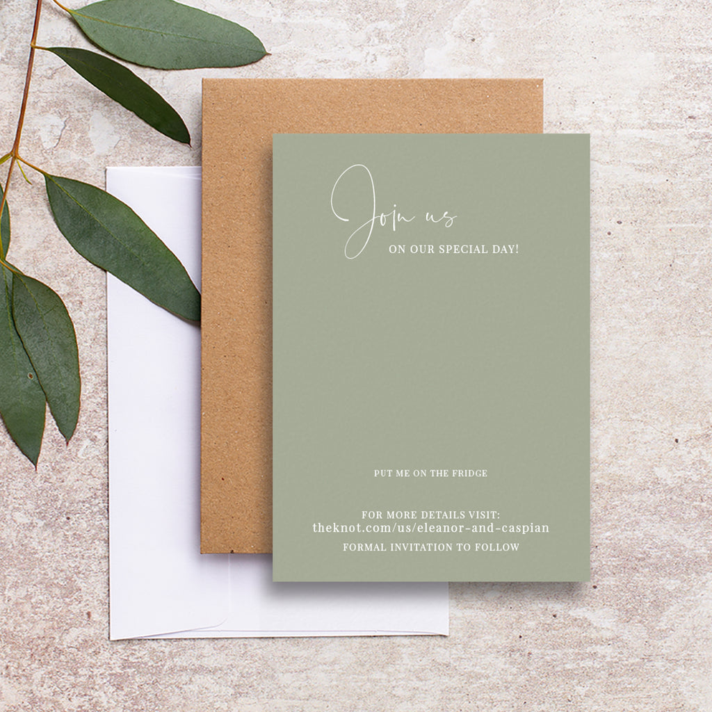 Stylish coloured save the date backing card Sienna