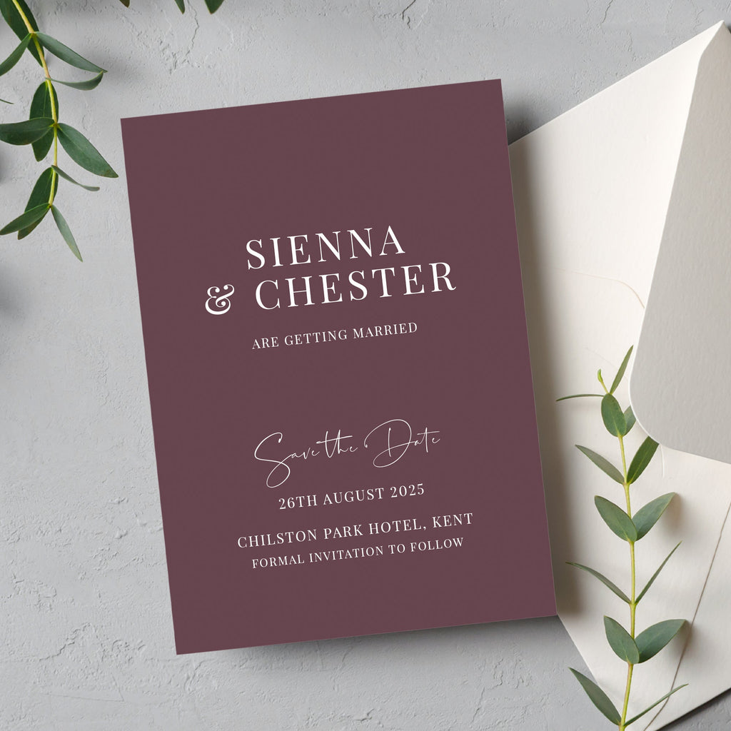 Luxury plum save the date Sienna