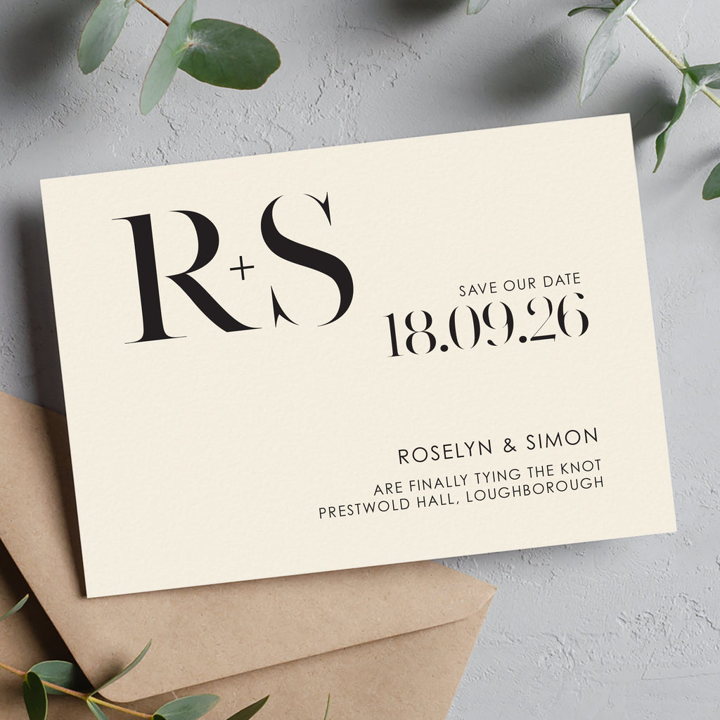 Modern initial save the date Roselyn