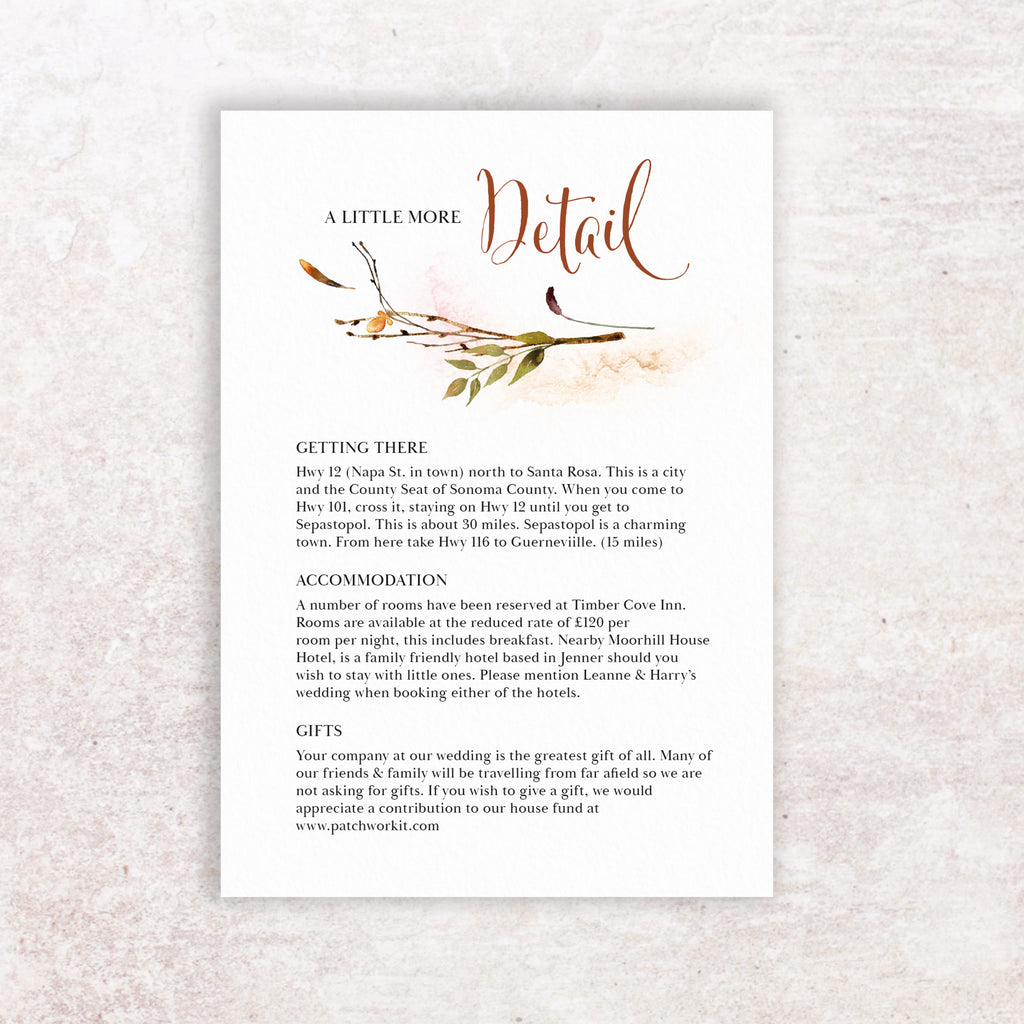 Fall wreath information card