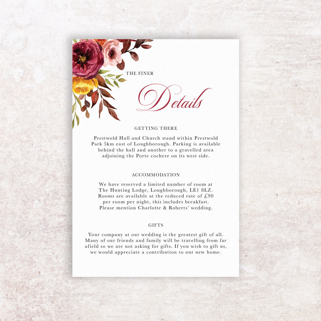 Fall romantic information card