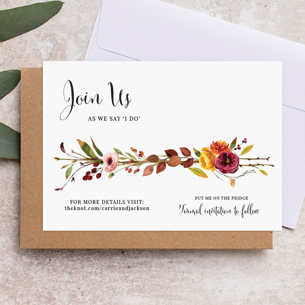 Fall save the date backing card Fall RomanticB