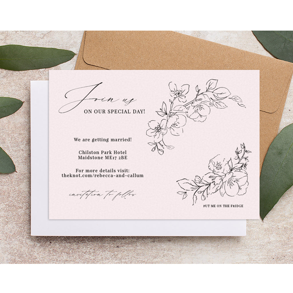 Hunter green blossom save the date backing card BLSM101b