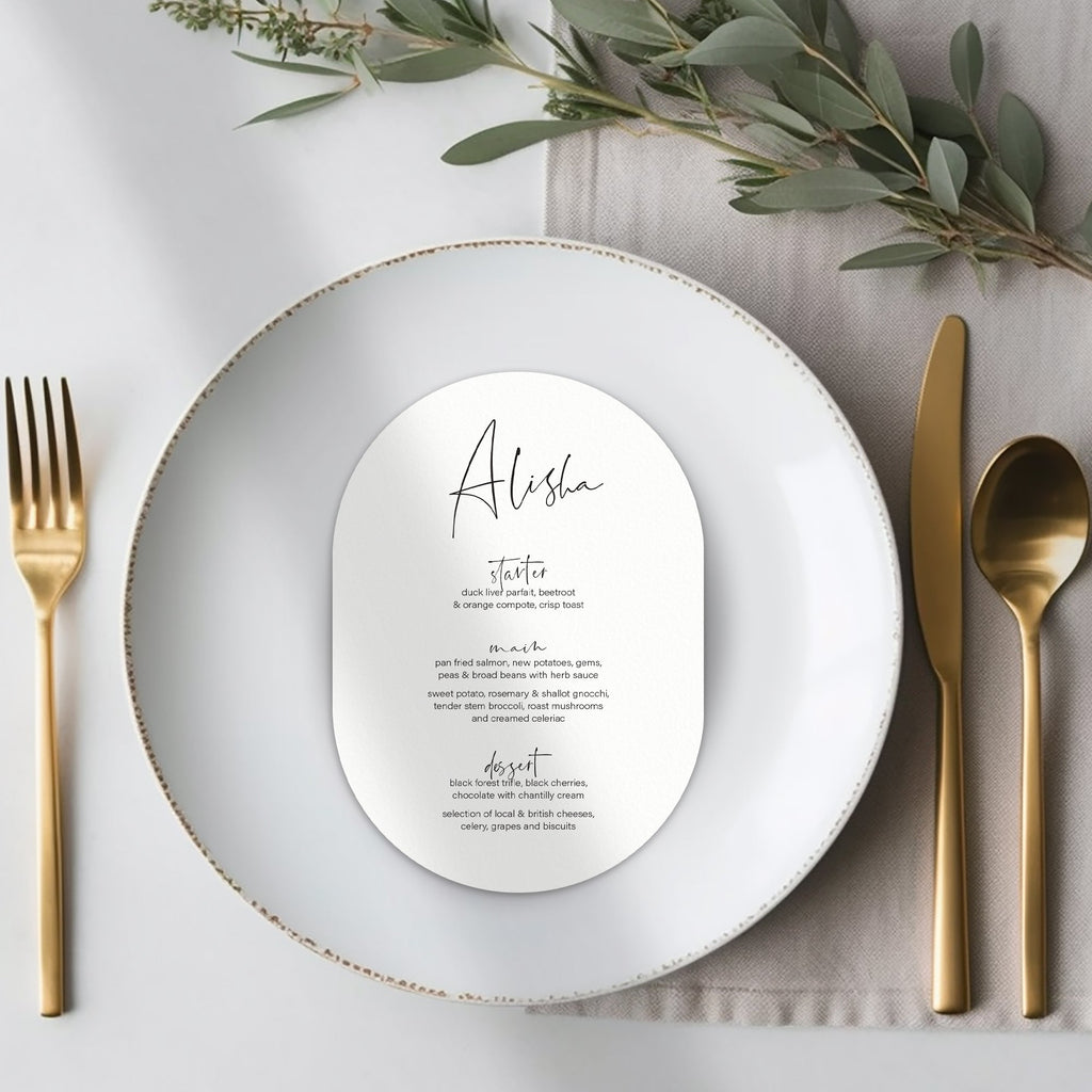 Alisha menu cards