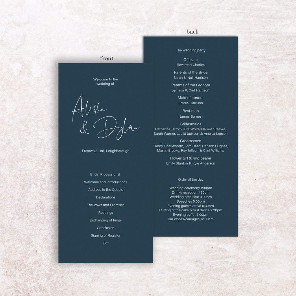 Alisha wedding program