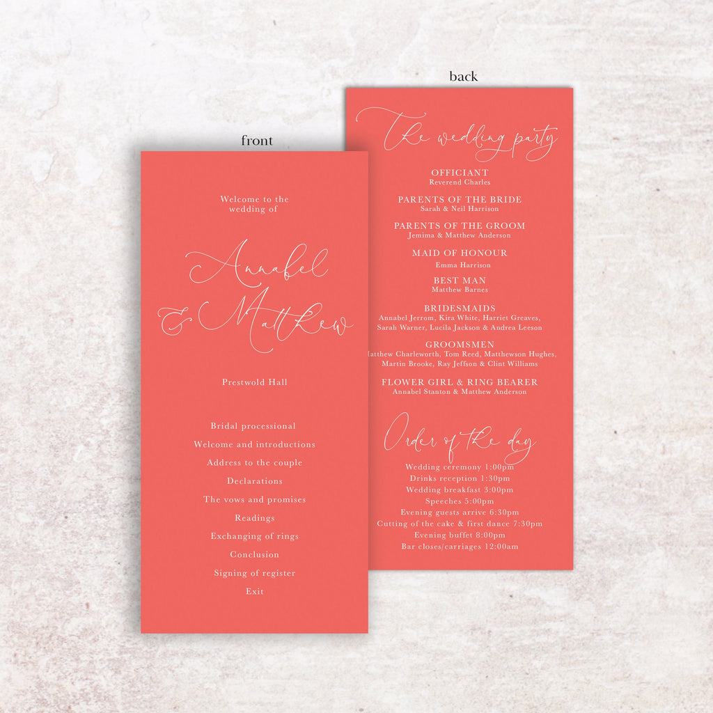 Annabel wedding program