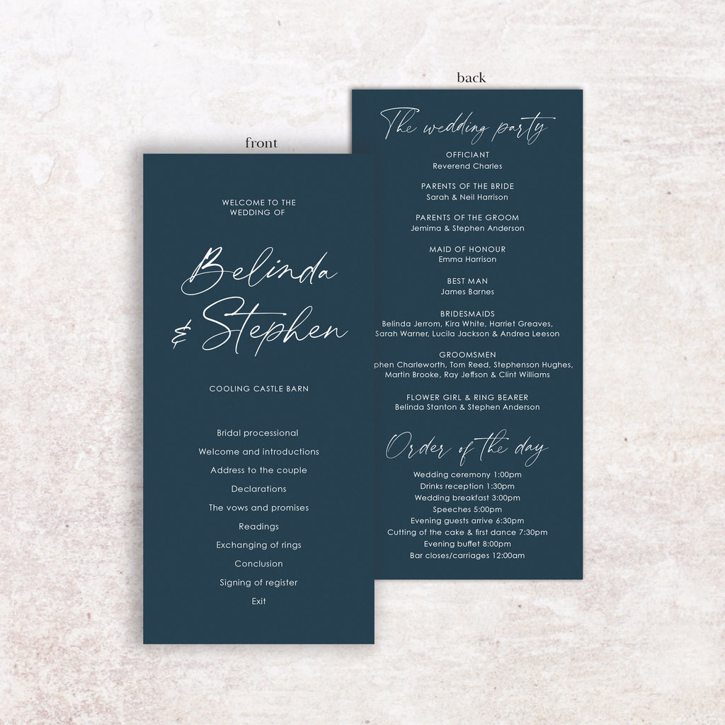 Belinda wedding program