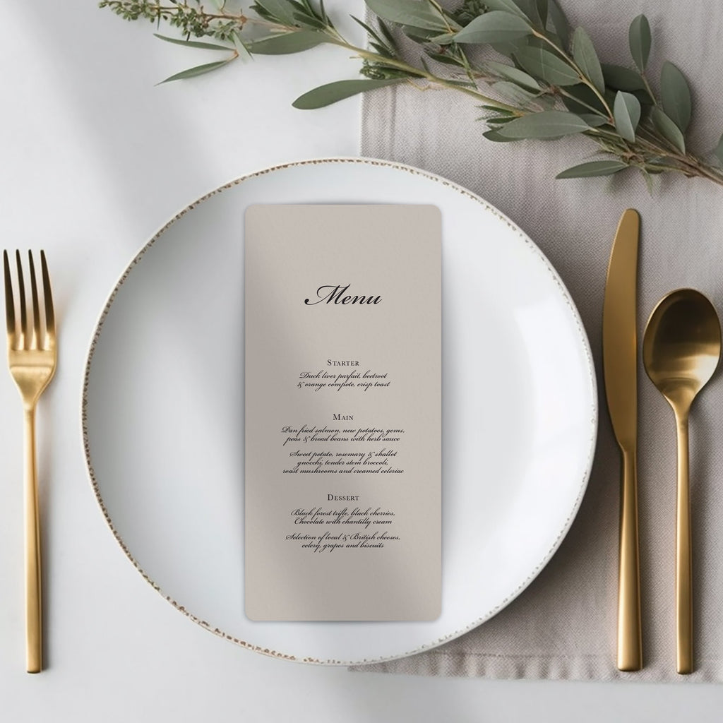 Brianna long menu cards