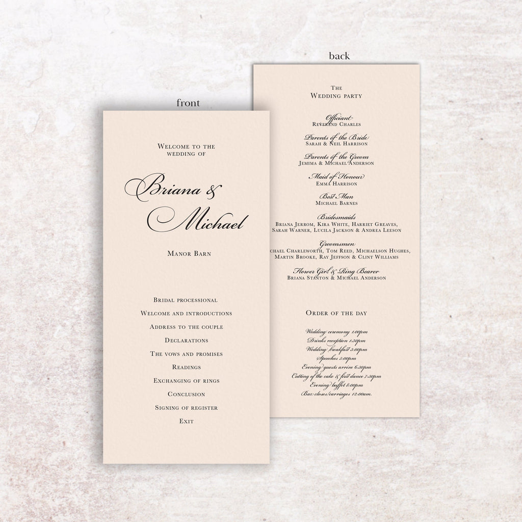 Brianna wedding program