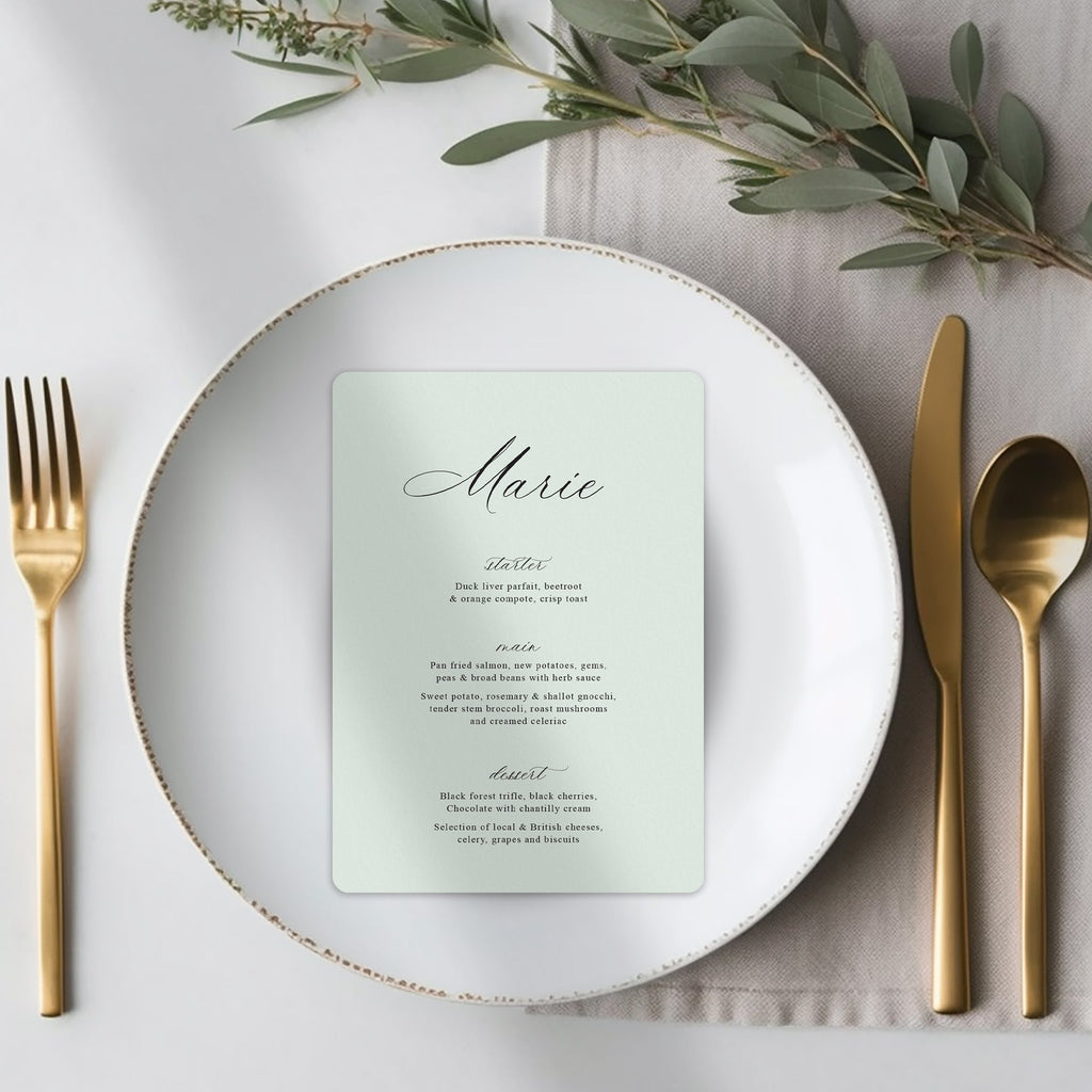 Emily menu cards