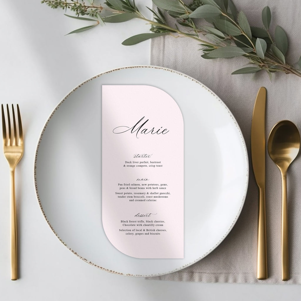 Emily long menu cards