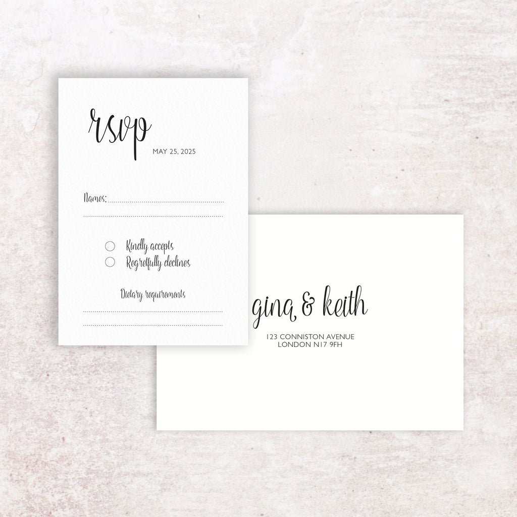 Gina RSVP card and envelope