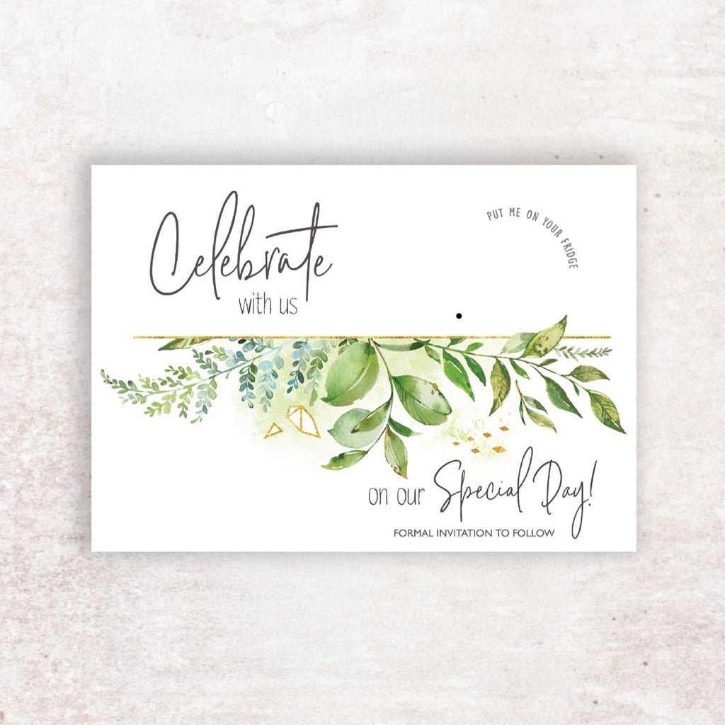 Save the date foliage backing cards landscape