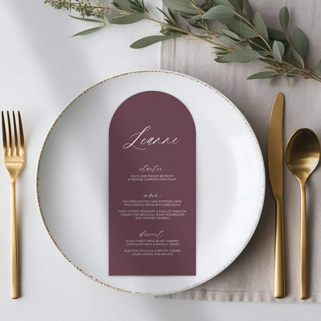 Isabelle long menu cards