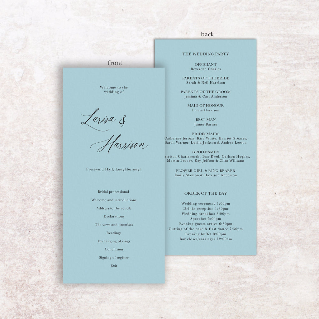 Larisa wedding program