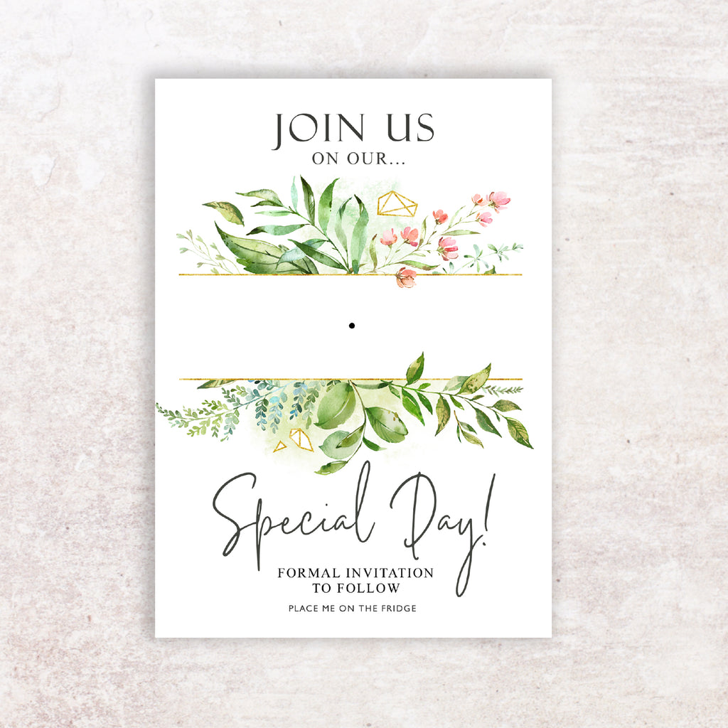 Save the date botanical backing cards