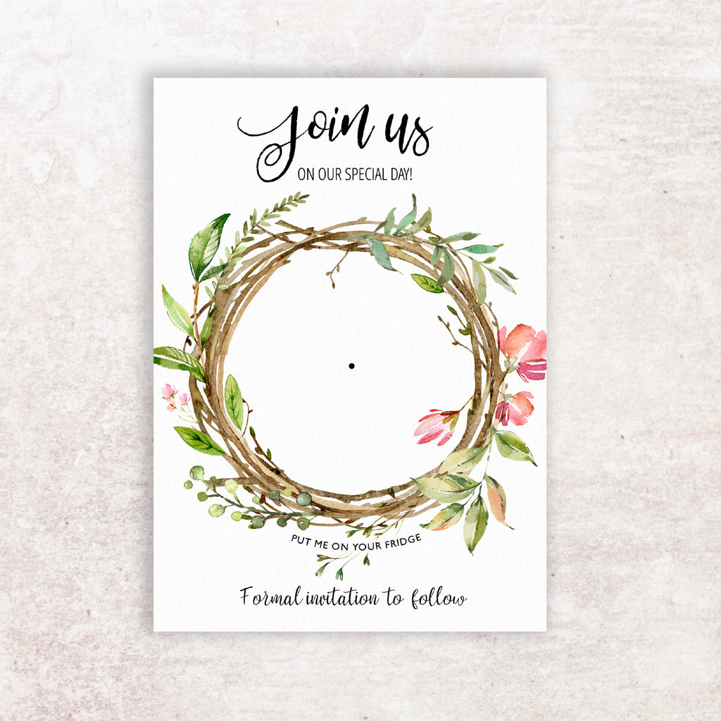 Save the date wreath backing cards