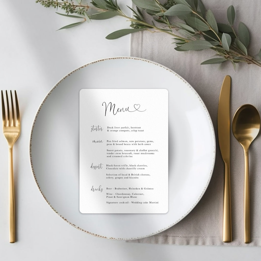 Olivia menu cards