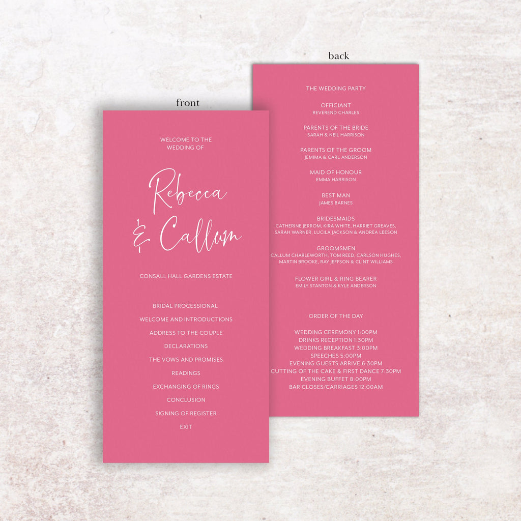 Rebecca wedding program