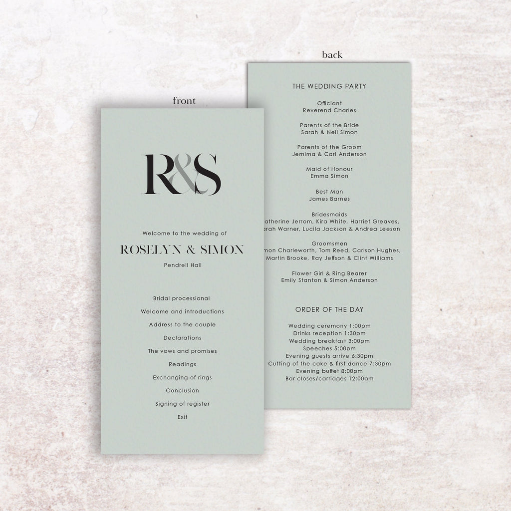 Roselyn wedding program