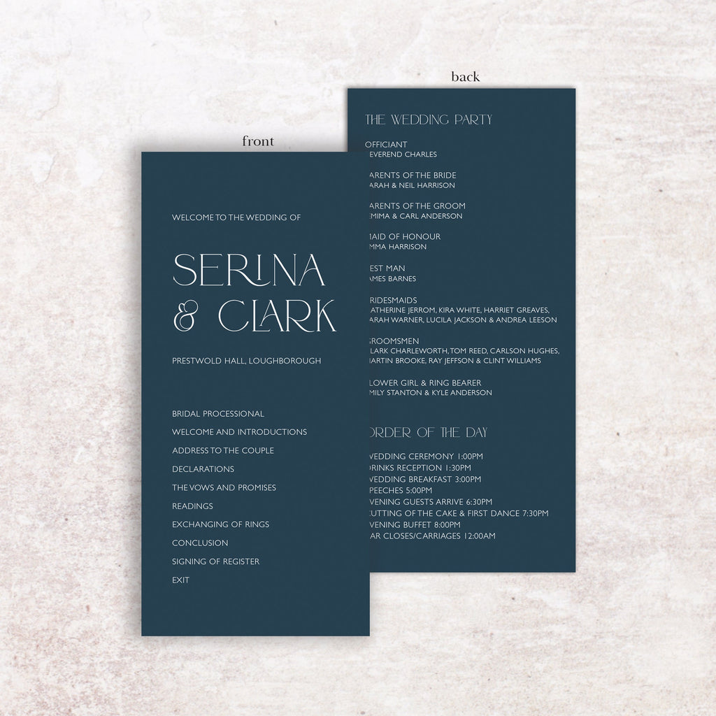 Serina wedding program