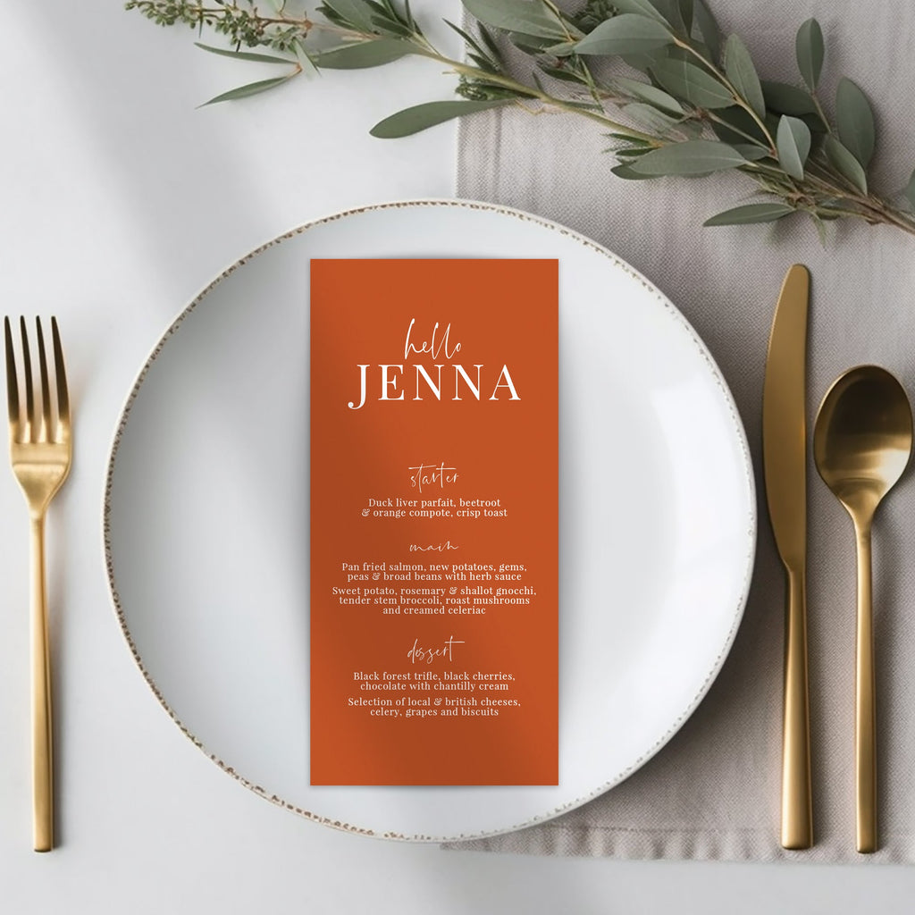 Sienna long menu cards