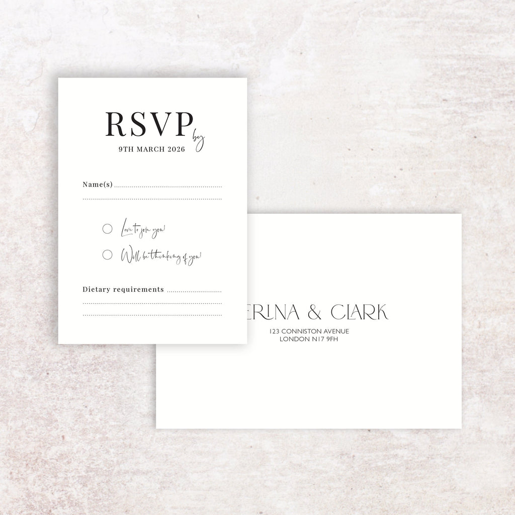 Sienna RSVP card and envelope