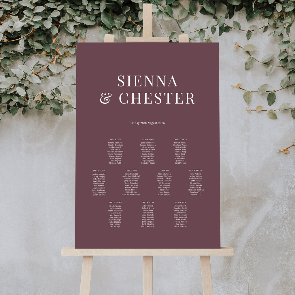 Sienna table plan