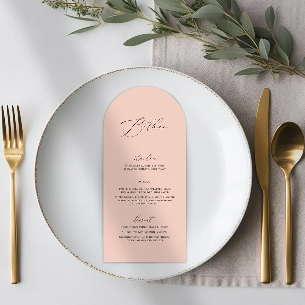 Sophia long menu cards