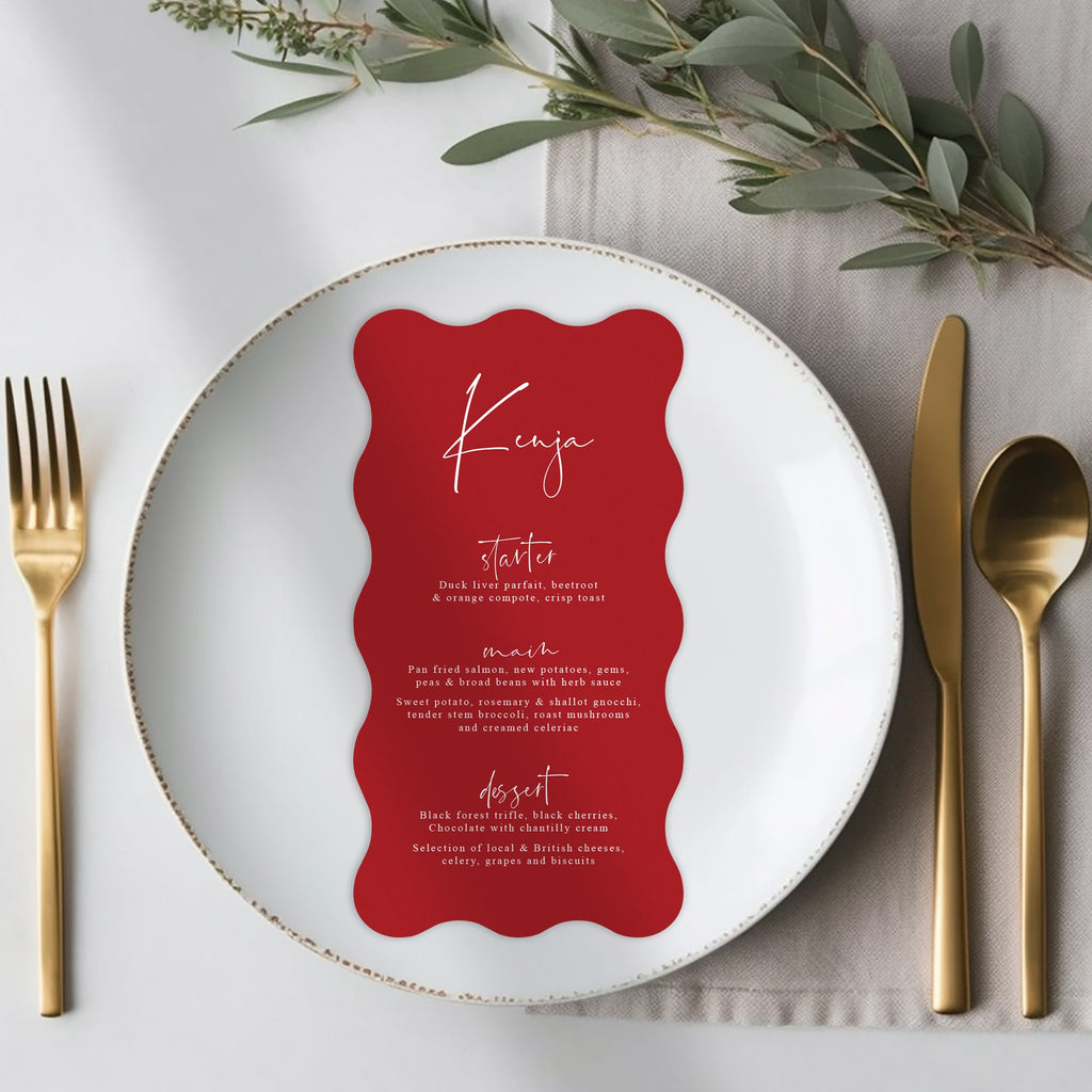 Wendy long menu cards