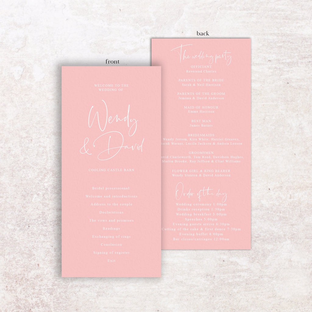 Wendy wedding program