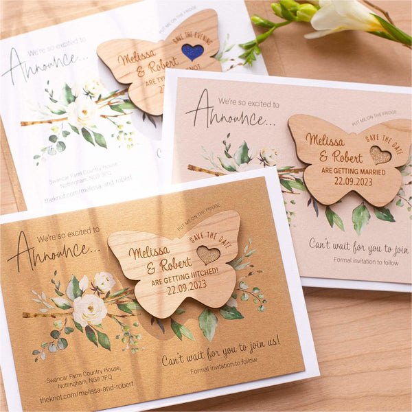 Butterfly Wood Save The Date Magnets With Cards – NIVI Design